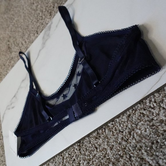 Navy Blue Anemone Bralette with Mesh & Star Details - Picture 7 of 11